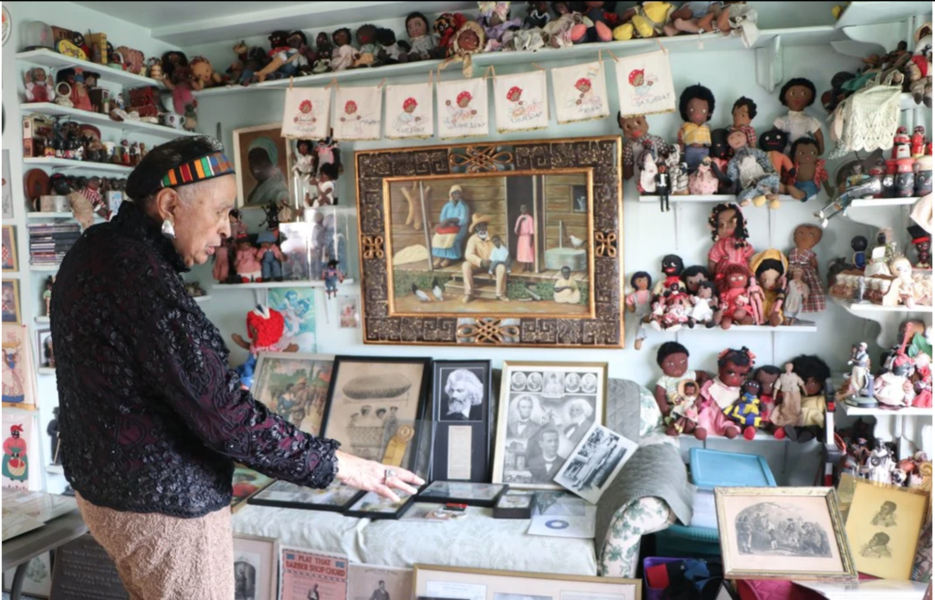 Elizabeth Meaders, a retired school teacher from Staten Island, shows part of her collection.